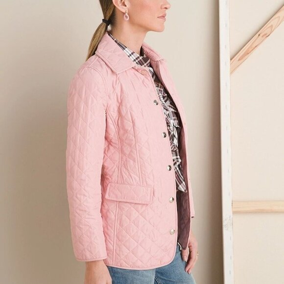 Chico's | Modern Quilted Jacket Light Pink Button Front Size 8/10 (Chico's 1) - Picture 1 of 6